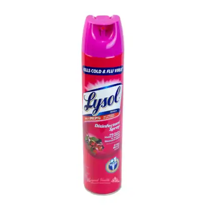 Lysol disinfectant spray for effective germ and virus elimination, ideal for maintaining hygiene in healthcare, hospitality, and commercial environments in Asia.