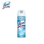 Lysol disinfectant spray bottle for sanitizing surfaces and killing germs, ideal for hygiene and cleaning effectiveness.