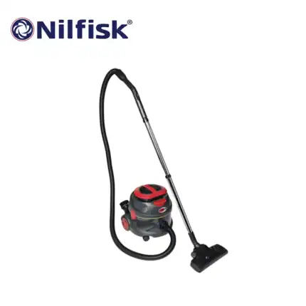 Nilfisk vacuum cleaner with high-performance cleaning efficiency for industrial and commercial spaces. Compact, durable, and easy to use, perfect for maintaining hygiene standards in various environments.