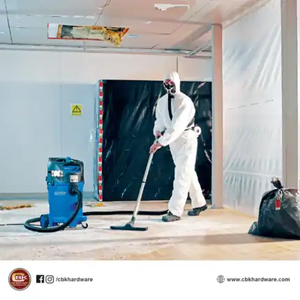 Enhanced industrial cleaning with PPE protection at Beyond Hygiene Asia, featuring advanced vacuum equipment for efficient sanitation solutions.