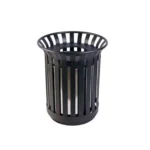 Black plastic outdoor trash bin for waste disposal, modern design, durable, suitable for commercial and public spaces, by Beyond Hygiene Asia.