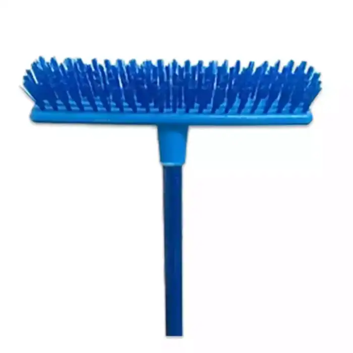 Blue floor drain cleaning brush for hygiene and sanitation cleaning.