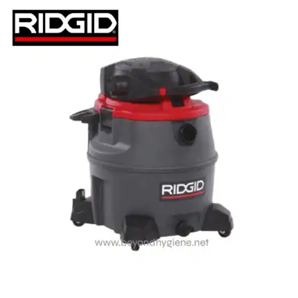 RIDGID wet dry vacuum cleaner, commercial-grade industrial vacuum, powerful and durable for cleaning construction sites and workshops.