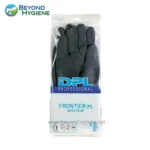 Black disposable work gloves in sealed packaging, suitable for industrial cleaning and hygiene tasks. From Beyond Hygiene Asia, essential for professional sanitation and safety.
