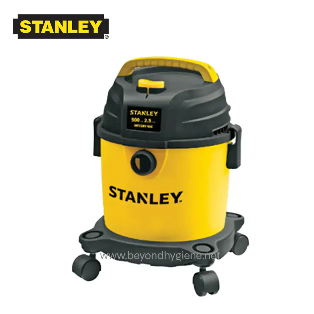 STANLEY VACUUM CLEANER WETDRY 2.5 GALLON 900W STANLEY industrial wet/dry vacuum cleaner with powerful suction, durable construction, and easy mobility for heavy-duty cleaning tasks. Ideal for professional workspace cleaning in Asia.