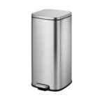 Stainless steel touchless trash bin for hygiene and sanitation in Asian commercial or public spaces.