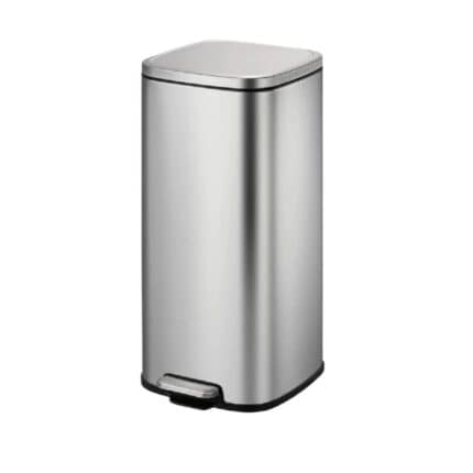 Stainless steel touchless trash bin for hygiene and sanitation in Asian commercial or public spaces.
