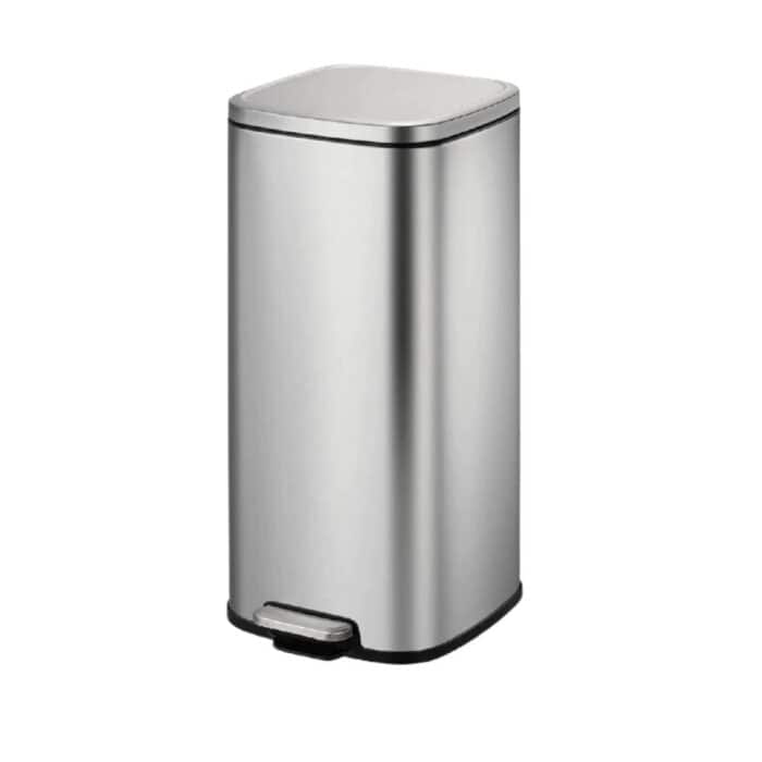 Stainless steel touchless trash bin for hygiene and sanitation in Asian commercial or public spaces.