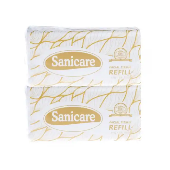Facial tissue refill packs by Sanicare, ideal for hygienic sanitation and professional cleaning, suitable for healthcare and beauty industries in Asia.