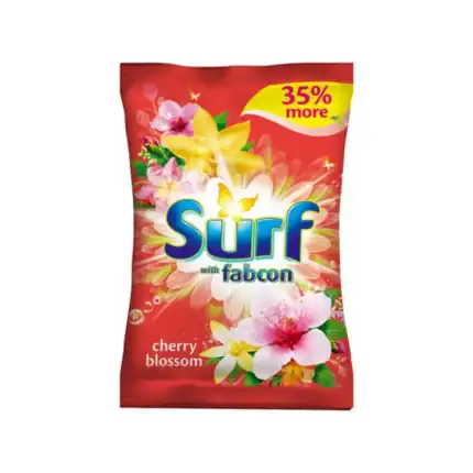 Vibrant cherry blossom scented surf soap with colorful floral design, promoting freshness and cleanliness for personal hygiene.