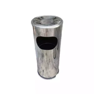Trash can, stainless, w/ Ash tray