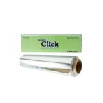 Aluminum foil roll in green packaging labeled "Click" with "Quality First" and "Jumbo Roll" text, used for food preservation and household purposes.