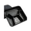 Black plastic compartment tray for food storage or organization.