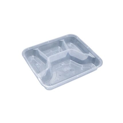 Plastic compartment food tray for catering and food service applications.