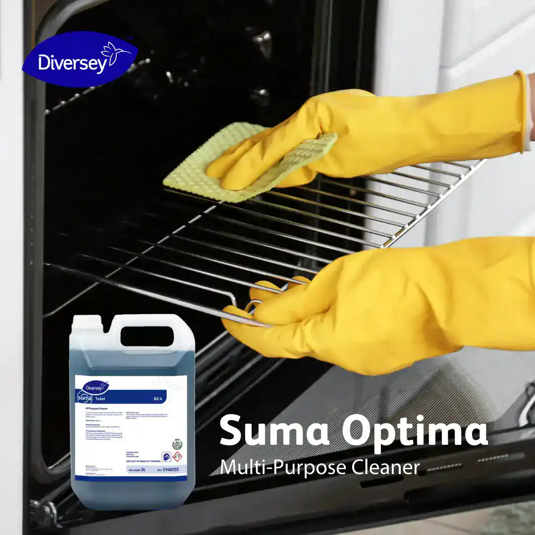 Industrial cleaning with Suma Optima multi-purpose cleaner for hygiene and sanitation in professional environments.