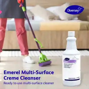 Multi-surface creme cleaner for commercial and residential use, ideal for deep cleaning various surfaces, from Beyond Hygiene Asia, featuring the EmereL Multi-Surface Creme Cleaner by Diversey.
