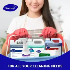 Premium cleaning supplies from Beyond Hygiene Asia featuring Diversey products for enhanced sanitation and hygiene standards.
