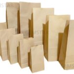 Plain kraft paper bags for retail and food packaging, eco-friendly and versatile.