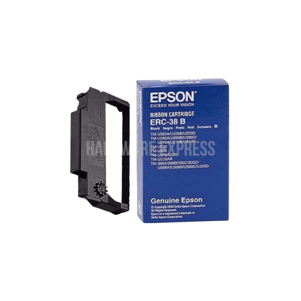 ERC 38 Ribbon Cartridge (for POS Printer)1 Epson ribbon cartridge ERC-38 B for printers, original genuine Epson replacement part, compatible with various Epson dot matrix printer models, essential for high-quality printing solutions.