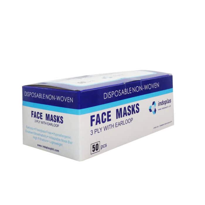 Disposable non-woven face masks with earloops, 3-ply, for hygiene and protection, ideal for medical and daily use.