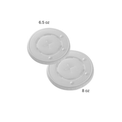 6.5 oz and 8 oz plastic lids, hygienic sealing for takeaway food containers, durable and leak-proof, perfect for foodservice and catering needs.