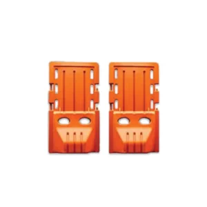 Orange hospital stretchers side view, emergency patient transport stretchers for ambulance safety and hygiene.