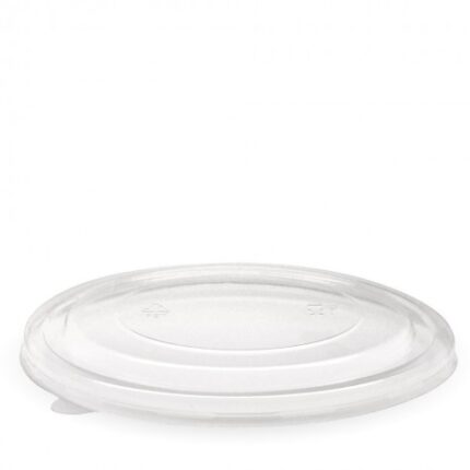 Disposable paper plate for hygienic food presentation in commercial and hospitality settings.