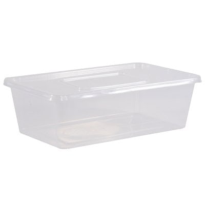 R2500-CLEAR Durable clear plastic storage container for organization and storage in commercial or industrial settings.