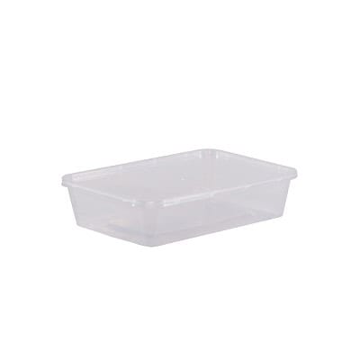 Clear plastic storage container for hygiene and organizational purposes, ideal for commercial and household use.