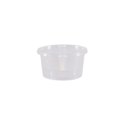 Disposable plastic food container for hygiene and food safety in commercial kitchens and food service industries.
