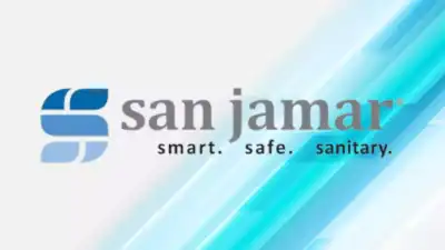 San Jamar logo emphasizing hygienic and sanitary solutions for Asian markets, promoting safe and smart sanitation products for various industries.