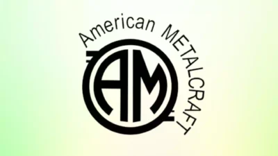 AMERICAN METALCRAFT logo on a light background, representing quality household and commercial metal products, emphasizing durability and craftsmanship.