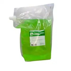 Hand wash liquid soap in a refill pouch, green tea scent, suitable for hygiene and sanitation, offered by Beyond Hygiene Asia.