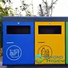 Recycling bins for waste segregation in Asia, promoting environmental sustainability and responsible waste management.