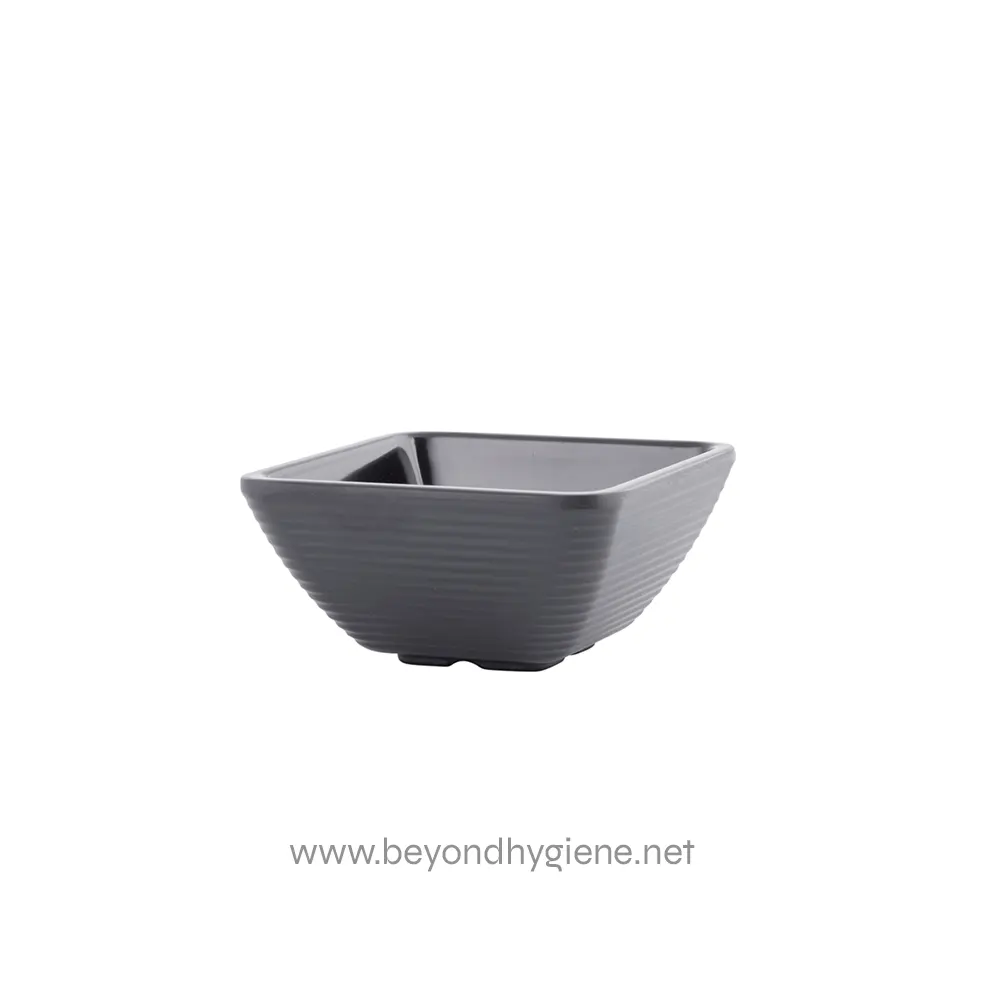 5 Elegant black square ceramic bowl for food presentation or serving, with a matte finish and textured exterior, ideal for Asian cuisine or modern dining setups.