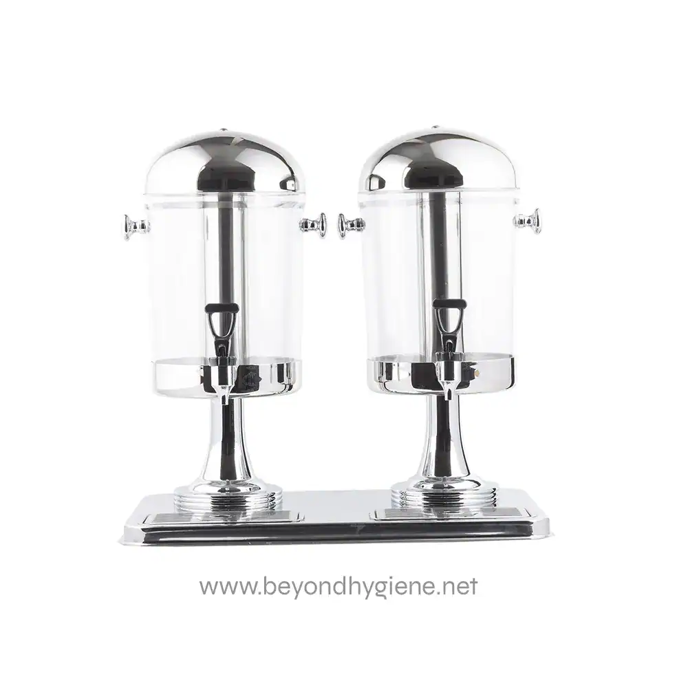 72_03 Stainless steel double hand sanitizer dispenser station for hygiene and sanitation in Asia.