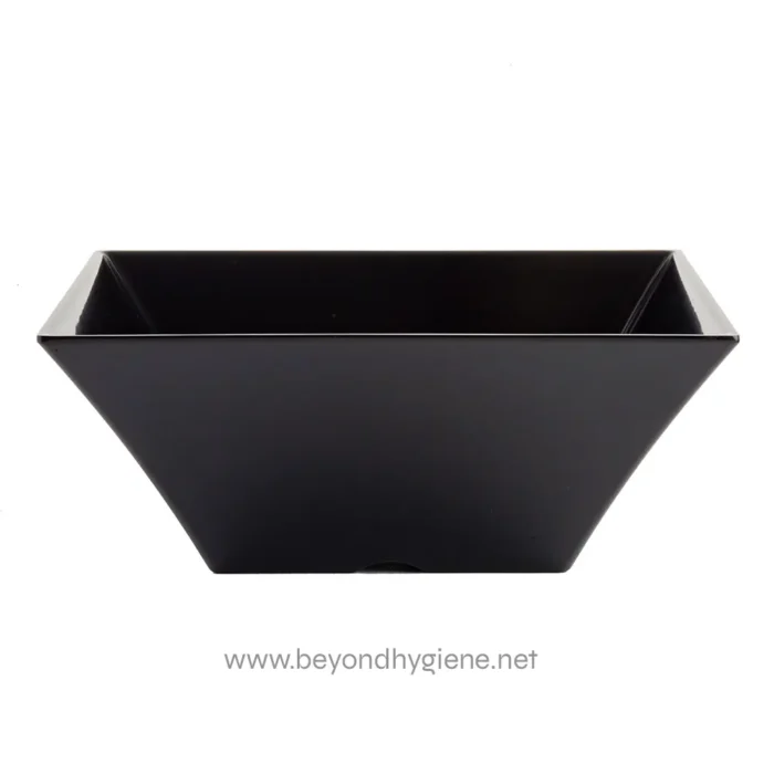 Stainless steel trash bin, sleek black design, modern waste receptacle for commercial or office spaces, durable and easy to clean.