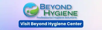 Clean and modern Beyond Hygiene Asia logo promoting professional hygiene solutions and services.