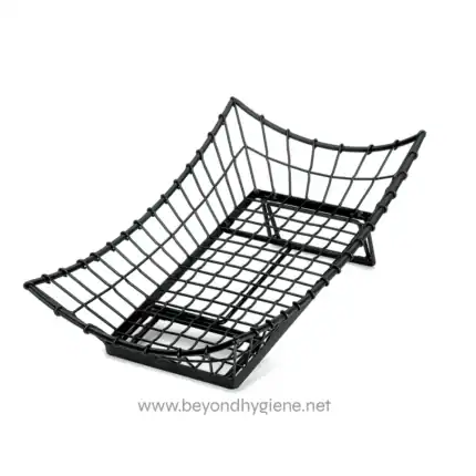 Black wire dish drying rack for efficient kitchen organization and hygiene. Durable and easy to clean, ideal for drying utensils, plates, and cutlery to maintain cleanliness and hygiene standards.