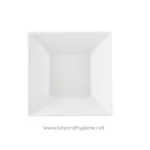 White square ceramic dish for hygiene and sanitation cleaning purposes in Asian facilities.