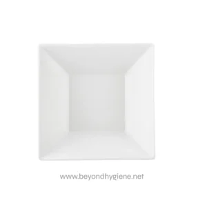 White square ceramic dish for hygiene and sanitation cleaning purposes in Asian facilities.