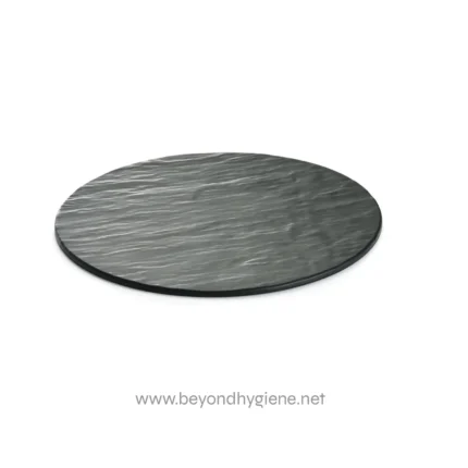 Slate coaster with textured gray surface for hospitality and home use, durable and waterproof. Perfect for protecting surfaces from heat and moisture, adding a modern touch to your space.