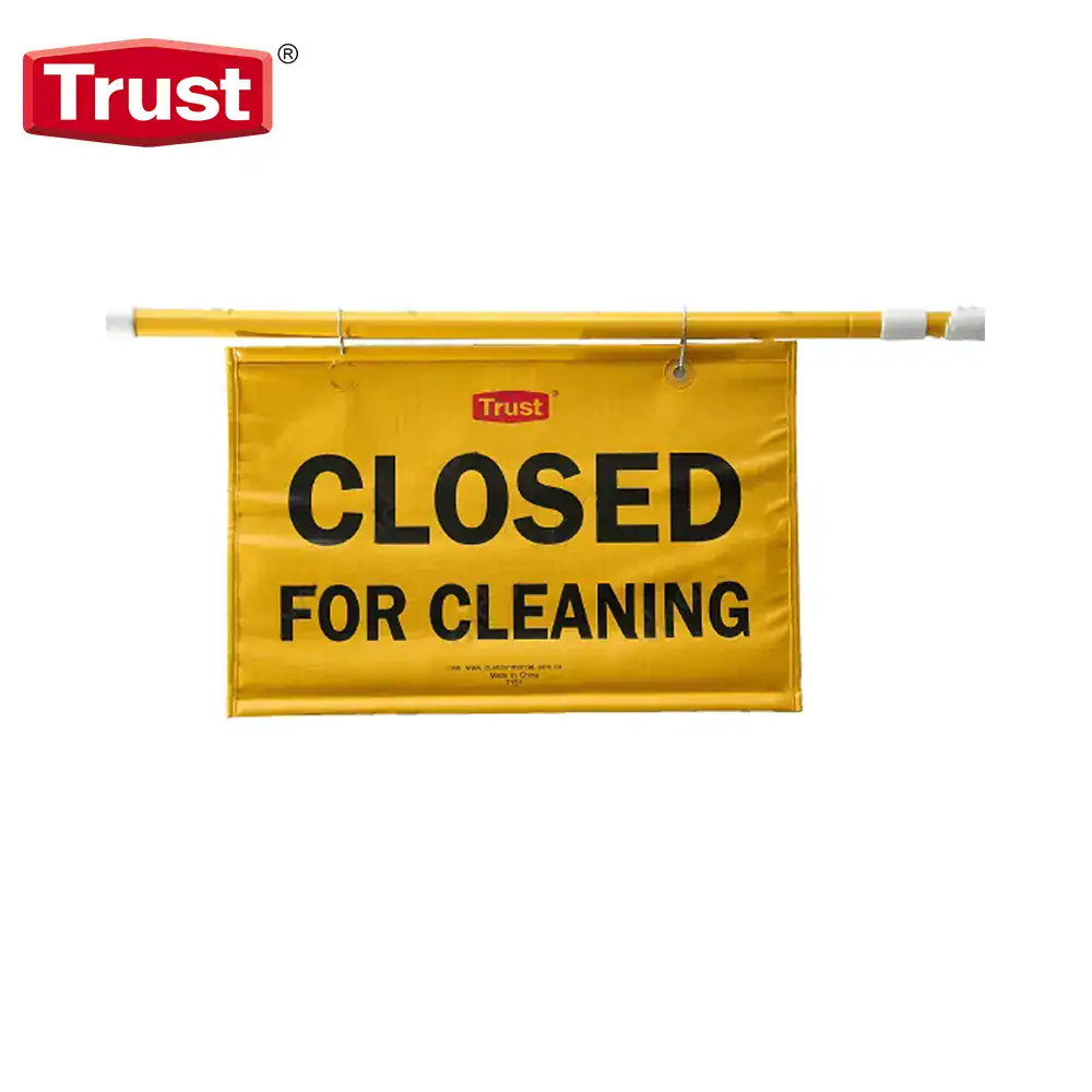 TR-7152 CLOSED FOR CLEANING sign in yellow, used for hygiene and sanitation purposes in commercial and public spaces.