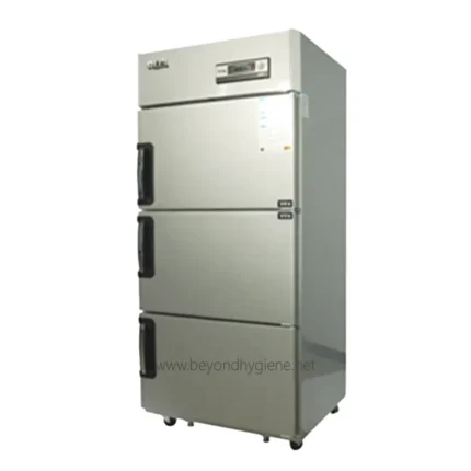 Stainless steel commercial refrigerator for hygiene and food safety, ideal for healthcare and foodservice industries in Asia.