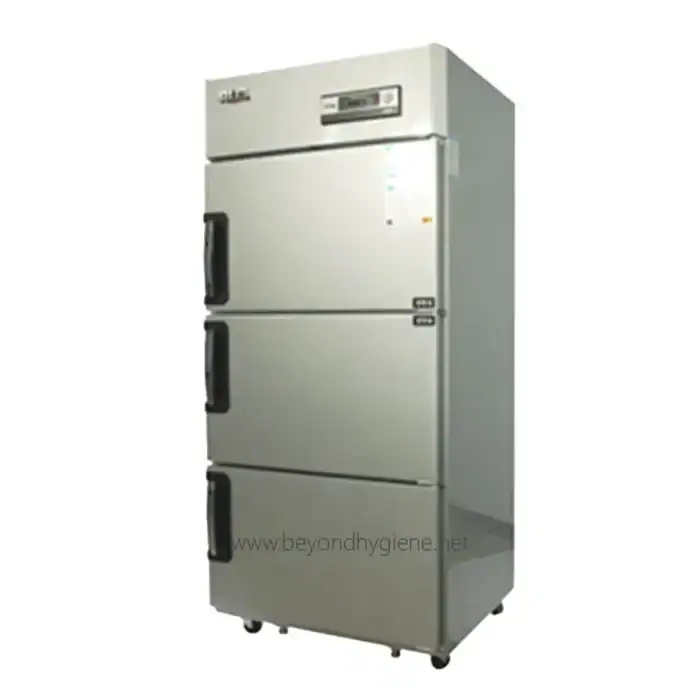 Stainless steel commercial refrigerator for hygiene and food safety, ideal for healthcare and foodservice industries in Asia.