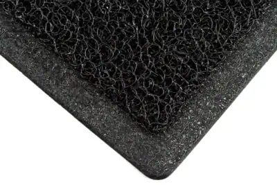Black rubber anti-slip mat with textured surface for safety and hygiene.