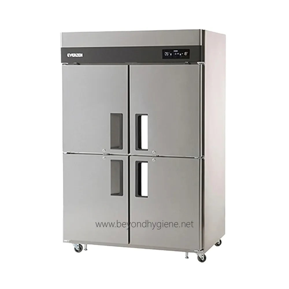 4 Door Freezer EVERZEN UDS-45FIE Stainless steel sterilization cabinet for hospital and medical safety, featuring four doors and digital control panel. Heavy-duty, mobile, and designed for hygiene compliance.