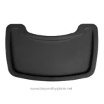 Black wheelchair footrest accessory for enhanced comfort in healthcare settings.