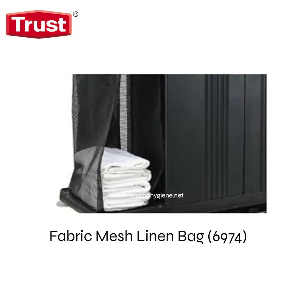 6974 Fabric Mesh Linen Bag for hygienic storage and organization of linens and towels, offering durability and space-saving features for commercial and residential hygiene solutions.