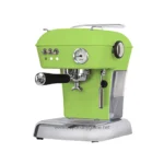 Commercial green espresso machine for coffee brewing.